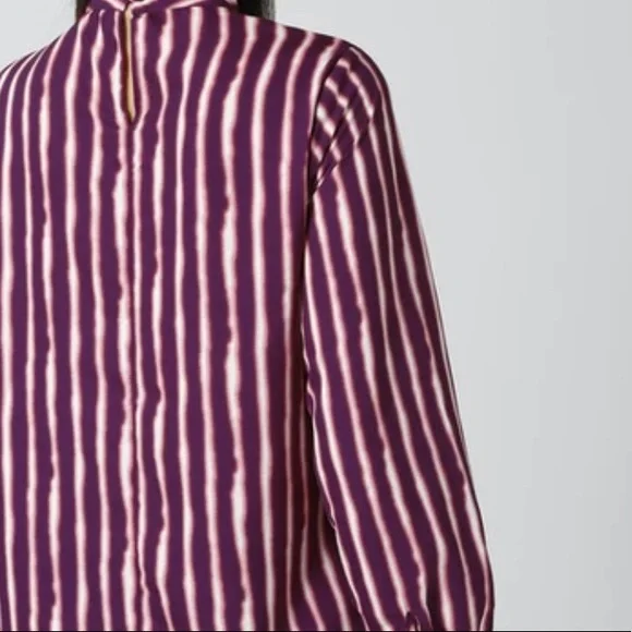 Van Huesen classy tie neck top in shade of purple and pink, brand new L size - Picture 4 of 7